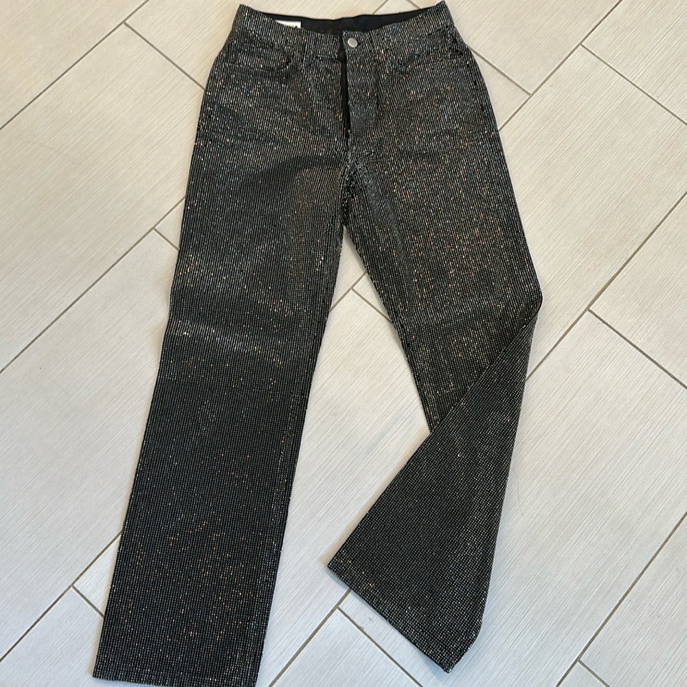 Black w gold detail, crystal embellished jean